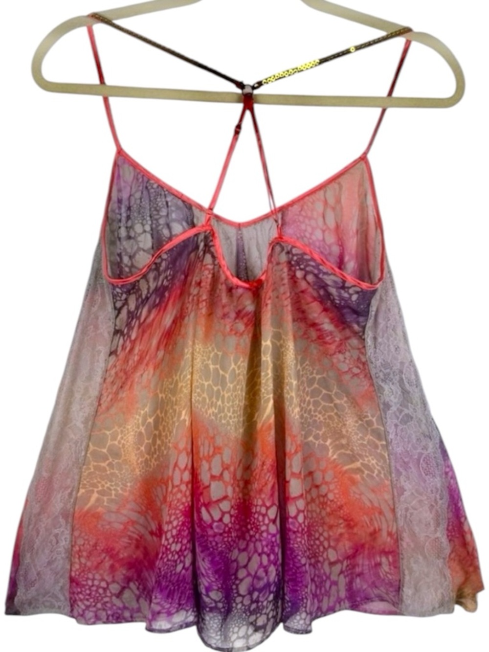 Free People Sheer Sequin Trim Boho Festival Cami Lace Inset Tank - Picture 6 of 15